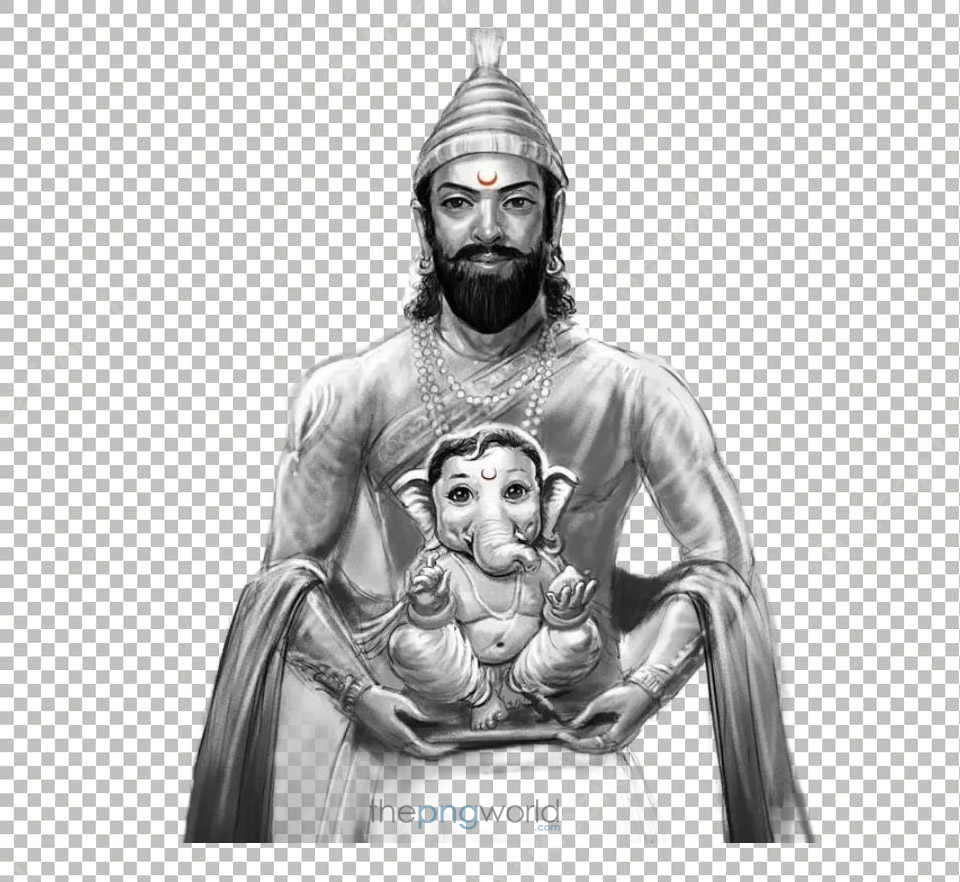 Chhatrapati Shivaji Maharaj With Ganesh Idol PNG Transparent Image ganesh chaturthi,ganesh ji,ganesh,ganpati,festival,vighn harta,maharashtra,mahotsav,gajanan,hindu,god,india,Dagadusheth,ganesh ji ki photo,bappa,shivaji